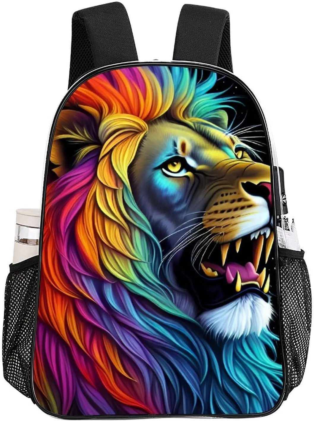 Rucksack Anti-Theft Multipurpose Large Capacity Carry On Bag - Cool Lion In The Universe Surreal Style Splatter Art Travel Hiking Day Pack Transparent Bag