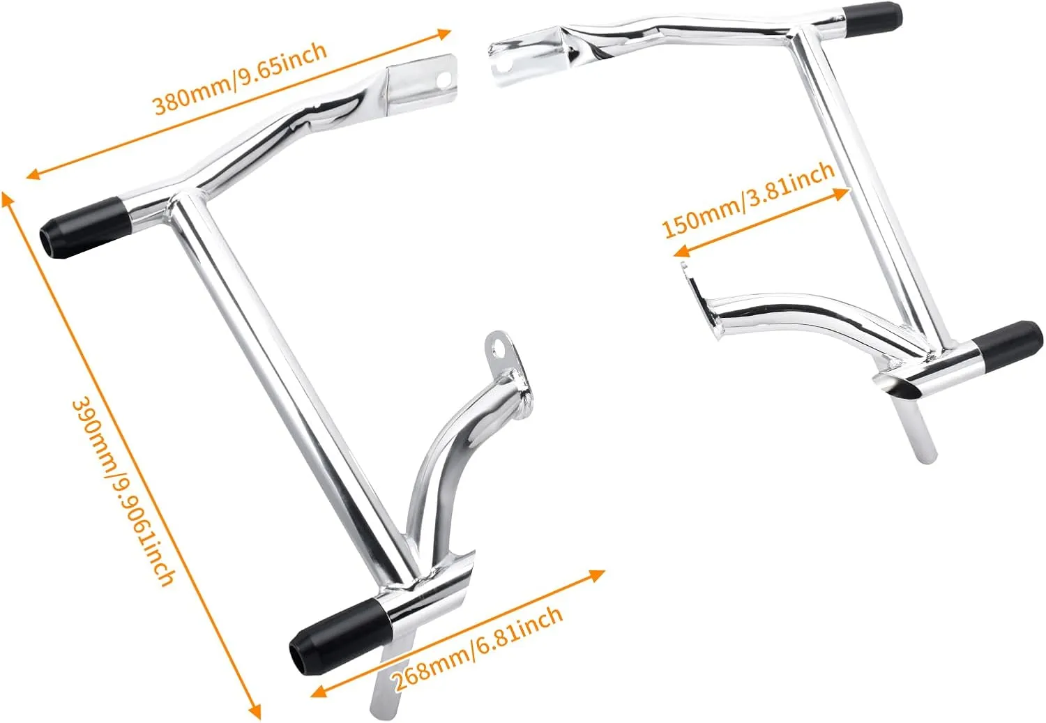 Saddle Bag Guards Crash Bars Chrome Fit for Harley Touring Street Glide FLHX Road Glide FLTRX Road King FLHR Electra Glide Ultra CVO 09-25 (Saddlebag Guards with Decorative Slider Black)