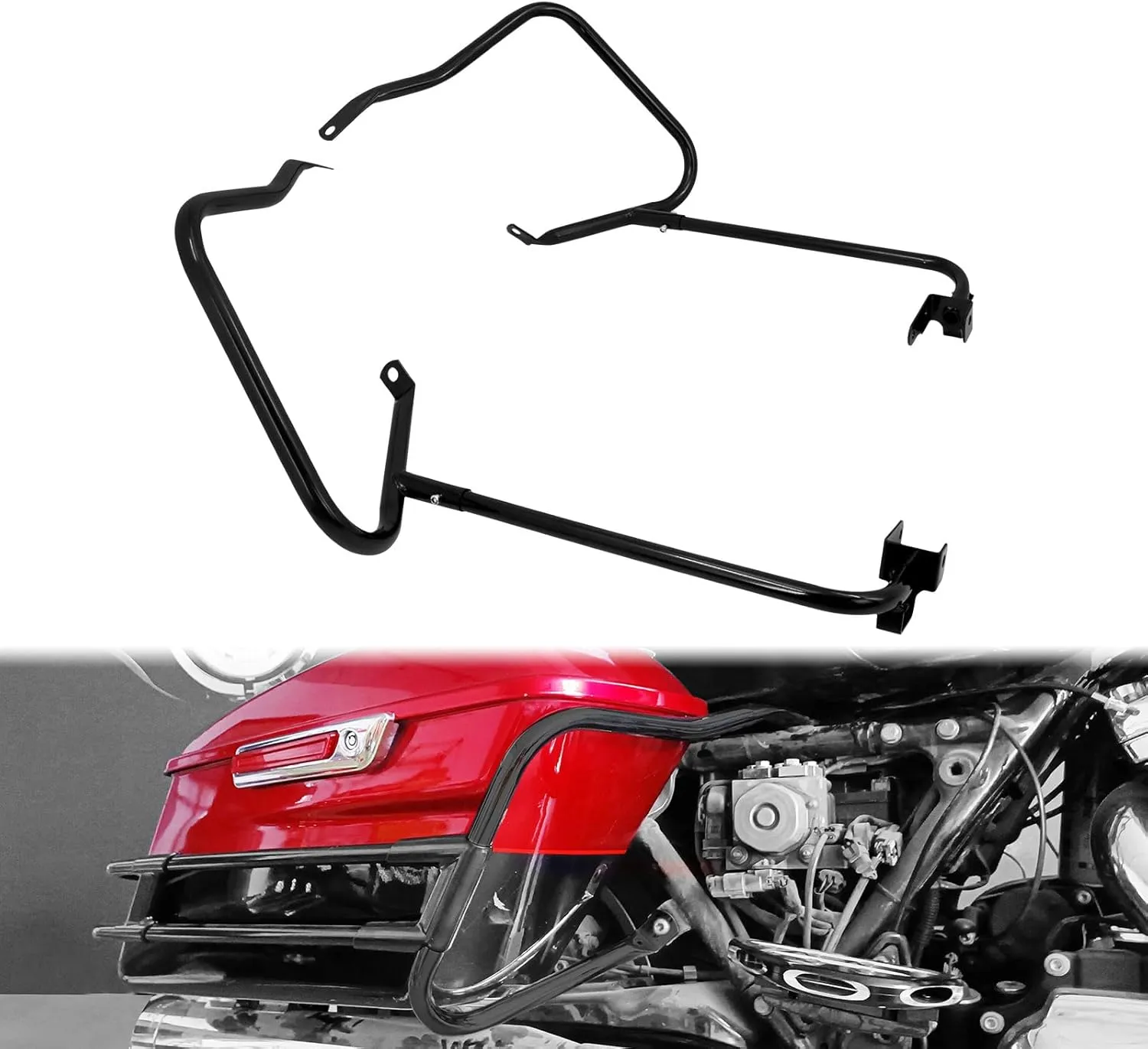 Saddlebag Saddle Bag Guard Bracket Fit For Harley Touring Electra Glide Street Glide Road Glide Road King 1997-2008 2014-2024 (2014-up, Black)
