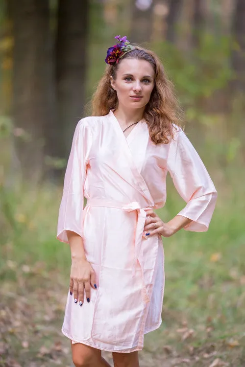 Satin silk Kimono bridesmaids robes- Solid  Blush Peach Robes