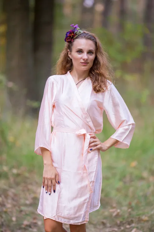 Satin silk Kimono bridesmaids robes- Solid  Blush Peach Robes