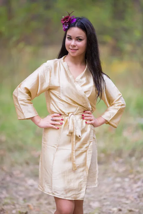 Satin silk Kimono bridesmaids robes- Solid  Champagne Color Robes