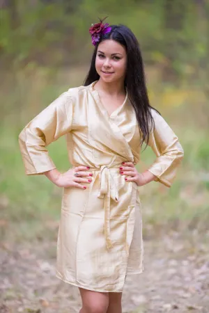 Satin silk Kimono bridesmaids robes- Solid  Champagne Color Robes
