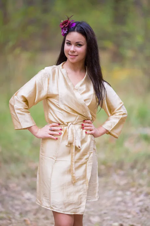 Satin silk Kimono bridesmaids robes- Solid  Champagne Color Robes