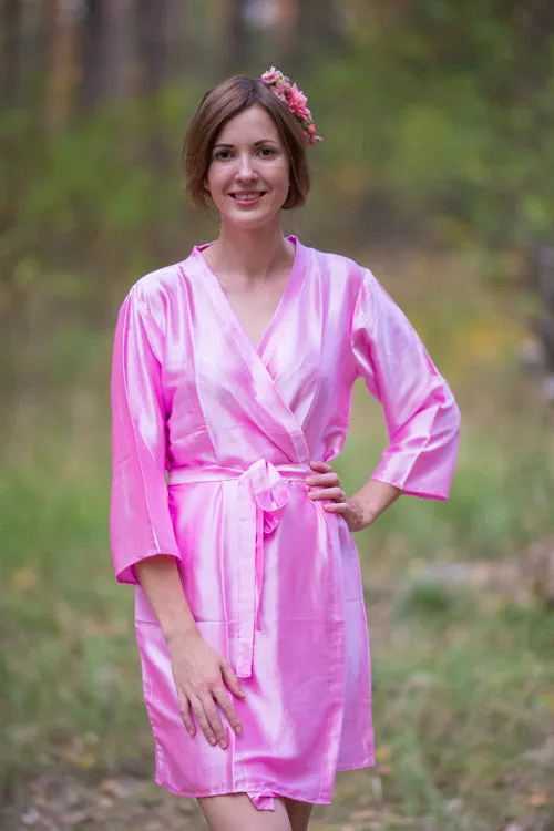 Satin silk Kimono bridesmaids robes- Solid  Dark Pink Robes