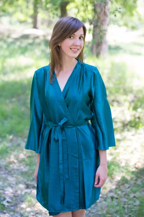 Satin silk Kimono bridesmaids robes- Solid  Deep Teal Robes
