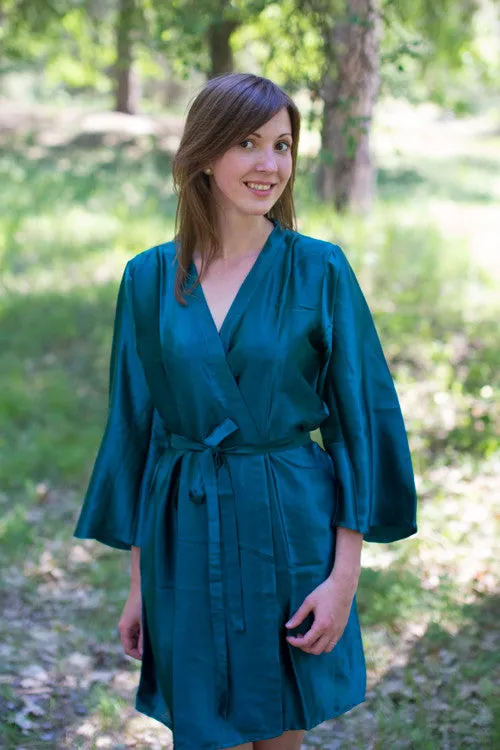 Satin silk Kimono bridesmaids robes- Solid  Deep Teal Robes