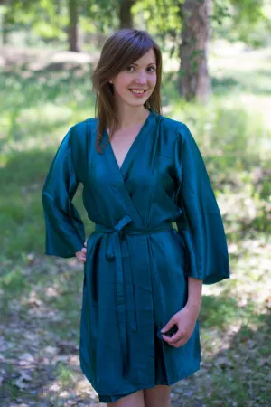 Satin silk Kimono bridesmaids robes- Solid  Deep Teal Robes