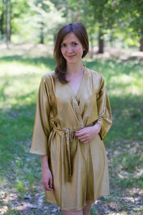 Satin silk Kimono bridesmaids robes- Solid  Dull Gold Robes