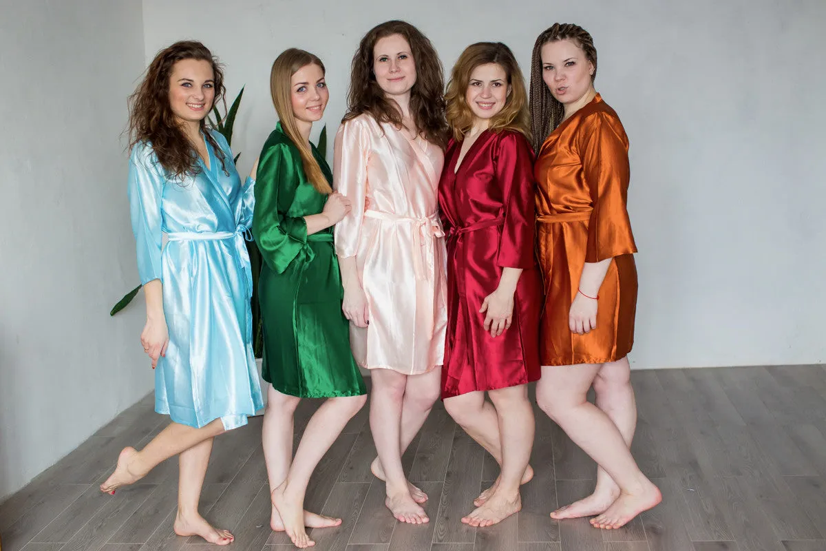 Satin silk Kimono bridesmaids robes- Solid  Emerald Green Robes