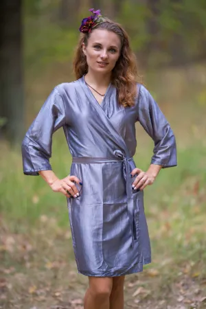 Satin silk Kimono bridesmaids robes- Solid  Gray Color Robes