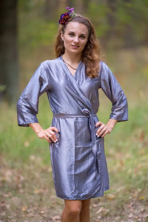 Satin silk Kimono bridesmaids robes- Solid  Gray Color Robes