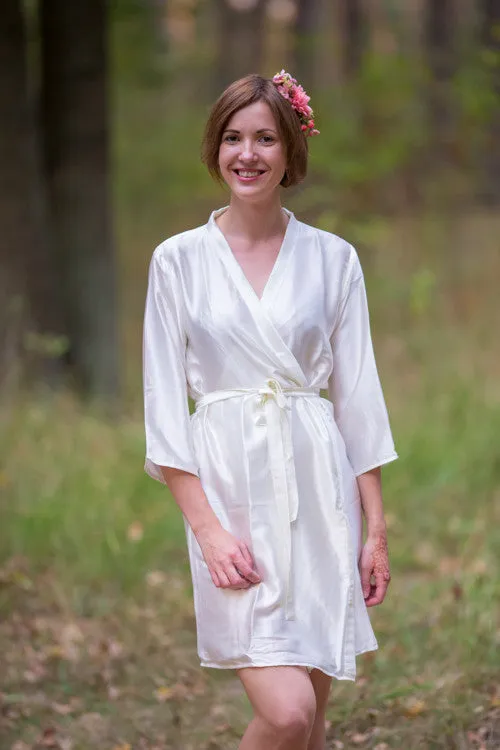 Satin silk Kimono bridesmaids robes- Solid  Ivory Color Robes