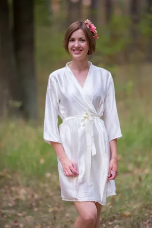 Satin silk Kimono bridesmaids robes- Solid  Ivory Color Robes