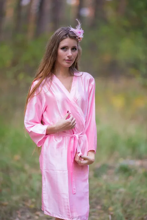 Satin silk Kimono bridesmaids robes- Solid  Light Pink Robes