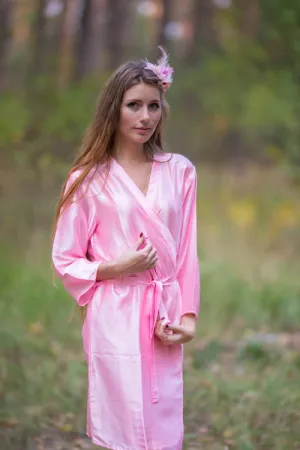 Satin silk Kimono bridesmaids robes- Solid  Light Pink Robes