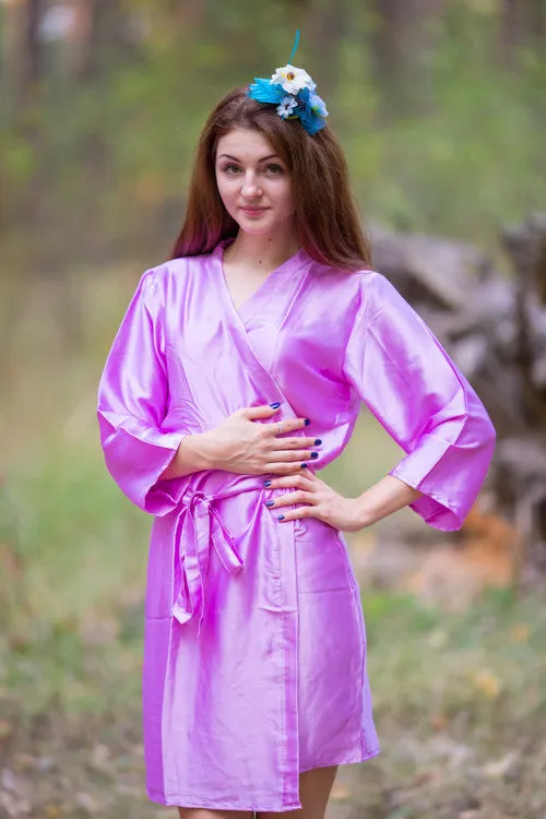Satin silk Kimono bridesmaids robes- Solid Lilac Color Robes
