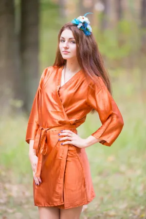 Satin silk Kimono bridesmaids robes- Solid Rust Color Robes