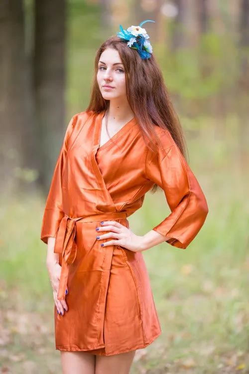 Satin silk Kimono bridesmaids robes- Solid Rust Color Robes
