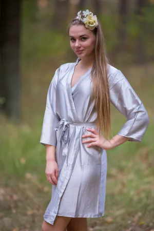 Satin silk Kimono bridesmaids robes- Solid Silver Color Robes