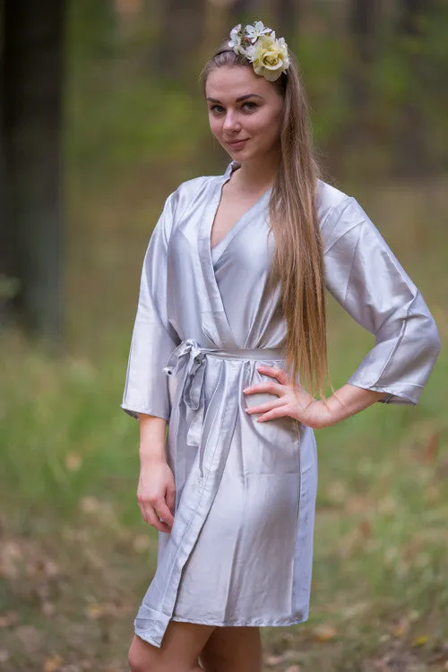 Satin silk Kimono bridesmaids robes- Solid Silver Color Robes