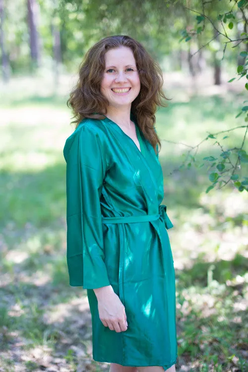 Satin silk Kimono bridesmaids robes- Solid Teal Color Robes