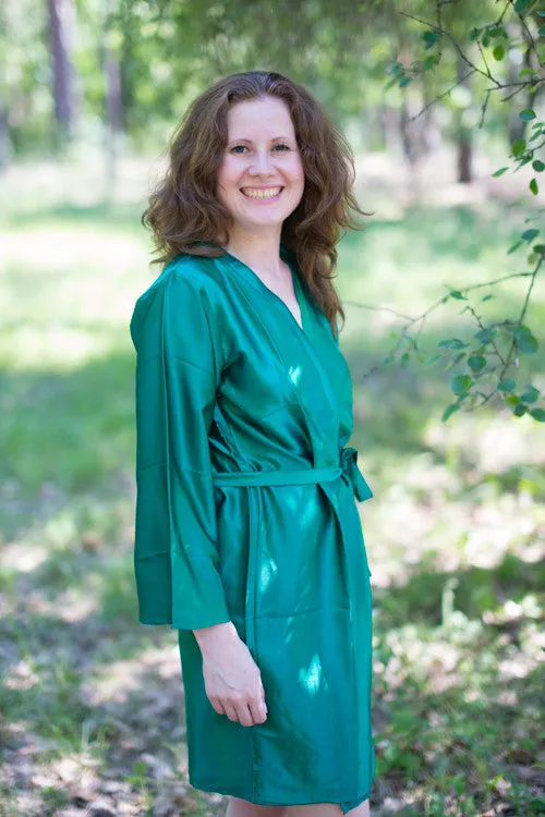 Satin silk Kimono bridesmaids robes- Solid Teal Color Robes