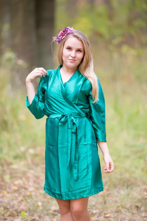 Satin silk Kimono bridesmaids robes- Solid Teal Color Robes