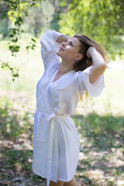 Satin silk Kimono bridesmaids robes- Solid White Color Robes