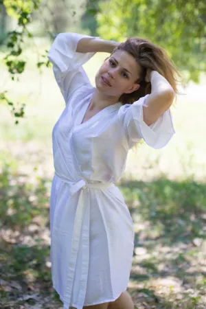 Satin silk Kimono bridesmaids robes- Solid White Color Robes