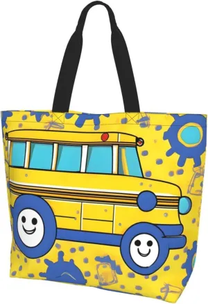 School Bus print print Shoulder Handbag, Women Tote Purse, Large Capacity Shopping Bag, Top Handle Bag