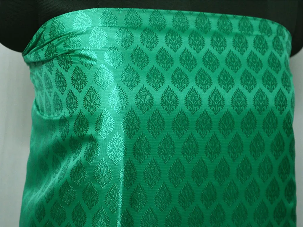 Sea Green Indian Jacquard Brocade Wedding Dress Fabric By The Yard Crafting Sewing Bridesmaid Costume Skirts Valances Drapes Floral Drapery