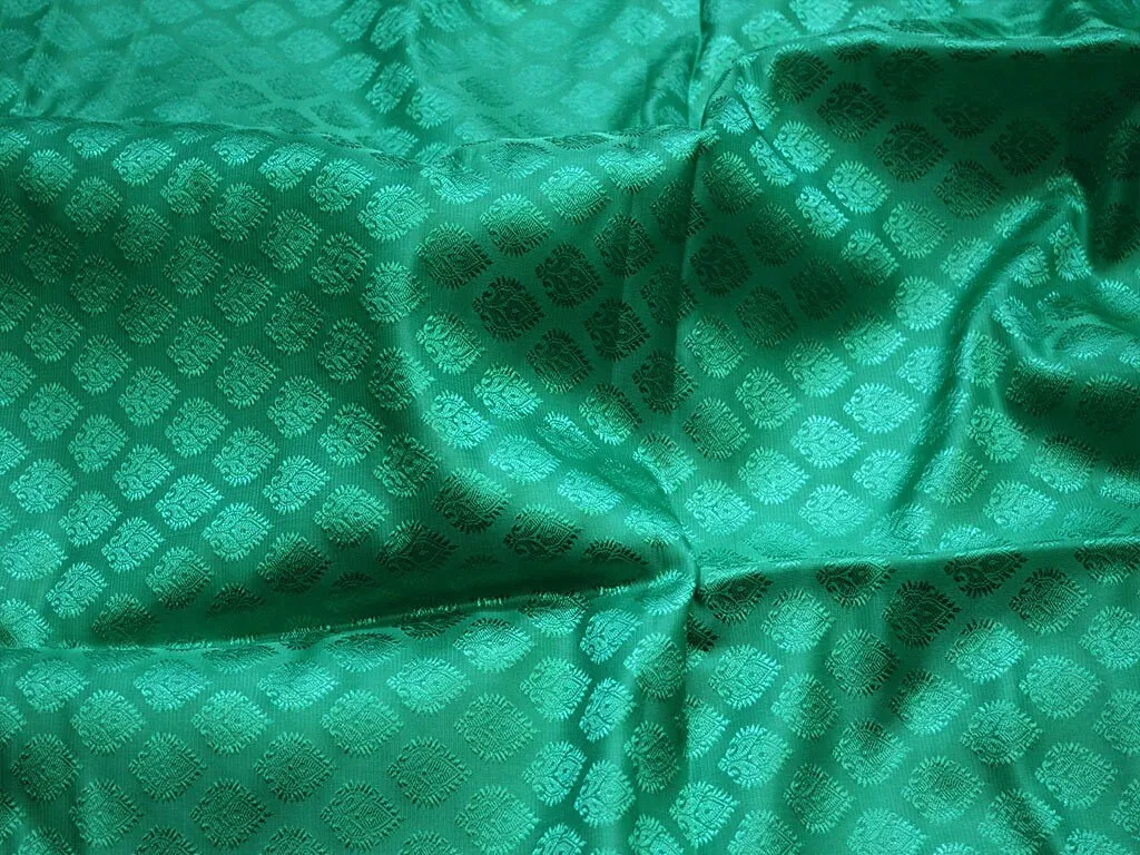 Sea Green Indian Jacquard Brocade Wedding Dress Fabric By The Yard Crafting Sewing Bridesmaid Costume Skirts Valances Drapes Floral Drapery