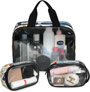 Seabed World Cosmetic Bag,3 Pcs Toiletry Bag Clear Toiletry Bag Toiletry Bag for Women Clear Cosmetic Bag Makeup Organizer Bag Whale Graffiti