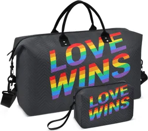 senya Travel Duffle Bag Weekender Bags Overnight Bag with Toiletry Bag Gym Duffel Bag Love Wins Pride Rainbow for Travel Business Trips Sport
