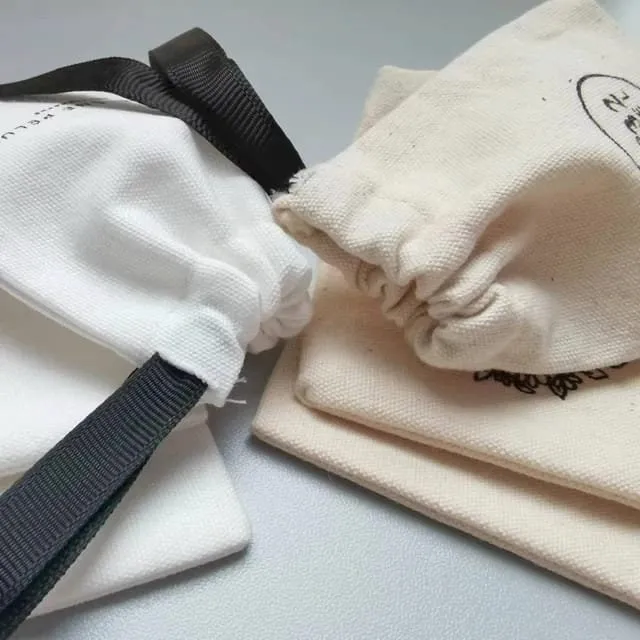 Set of 10 2050100 Natural Cotton Drawstring Pouch, Eco-Friendly Cotton Bags With Drawstring For Jewelry Packaging, Reusable Package Bag