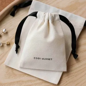 Set of 10 2050100 Natural Cotton Drawstring Pouch, Eco-Friendly Cotton Bags With Drawstring For Jewelry Packaging, Reusable Package Bag