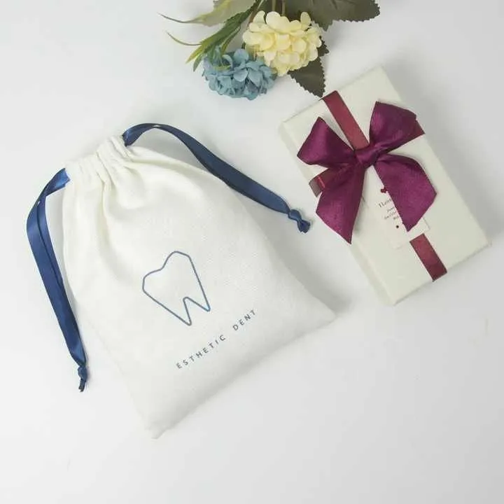 Set of 10 2050100 Natural Cotton Drawstring Pouch, Eco-Friendly Cotton Bags With Drawstring For Jewelry Packaging, Reusable Package Bag