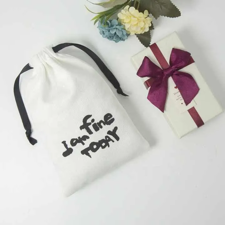 Set of 10 2050100 Natural Cotton Drawstring Pouch, Eco-Friendly Cotton Bags With Drawstring For Jewelry Packaging, Reusable Package Bag