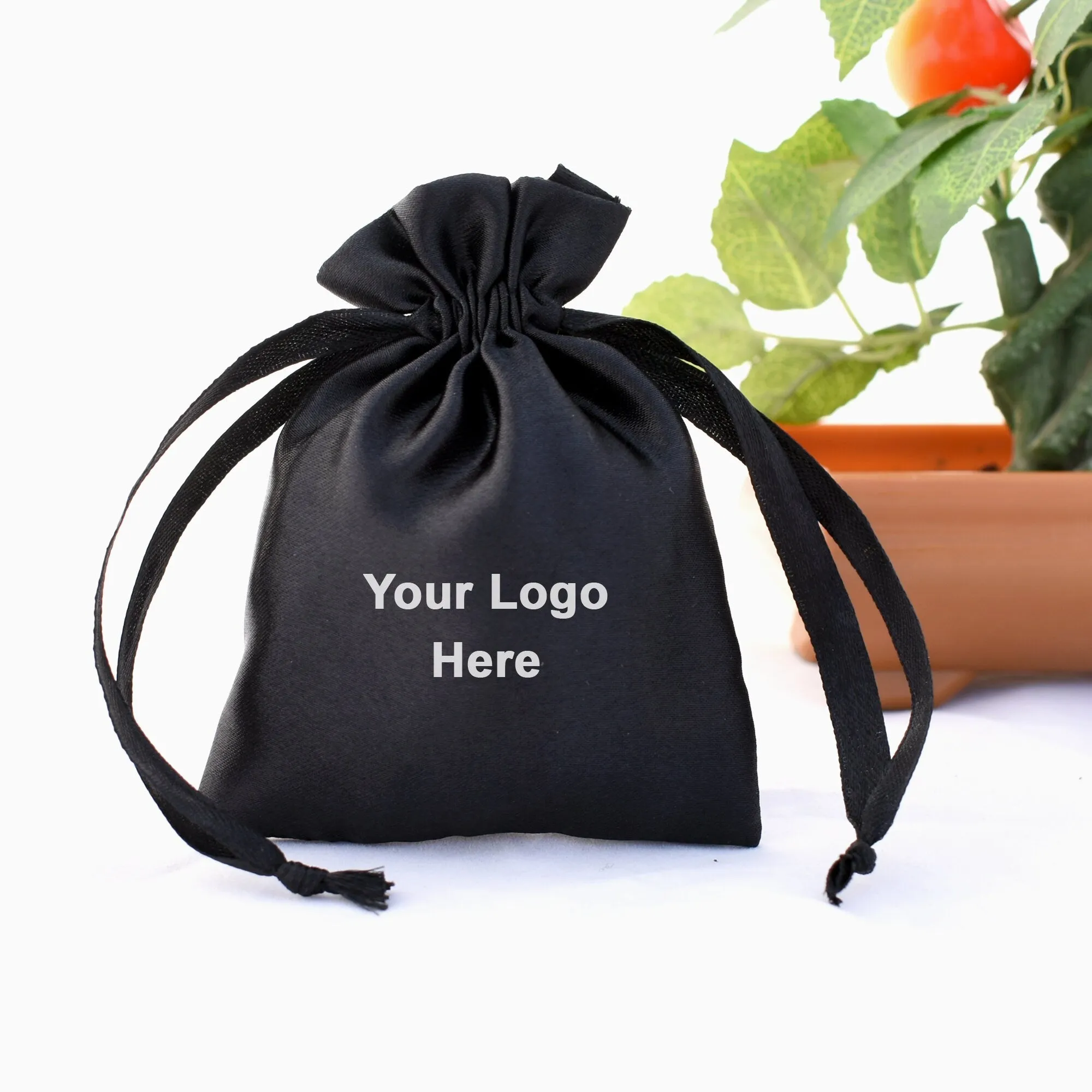 Set of 20/100White Satin Favor Bags Personalised satin favor bags,Personalised logo favor bags, For Wedding Favors, Baby Shower, Jewelry