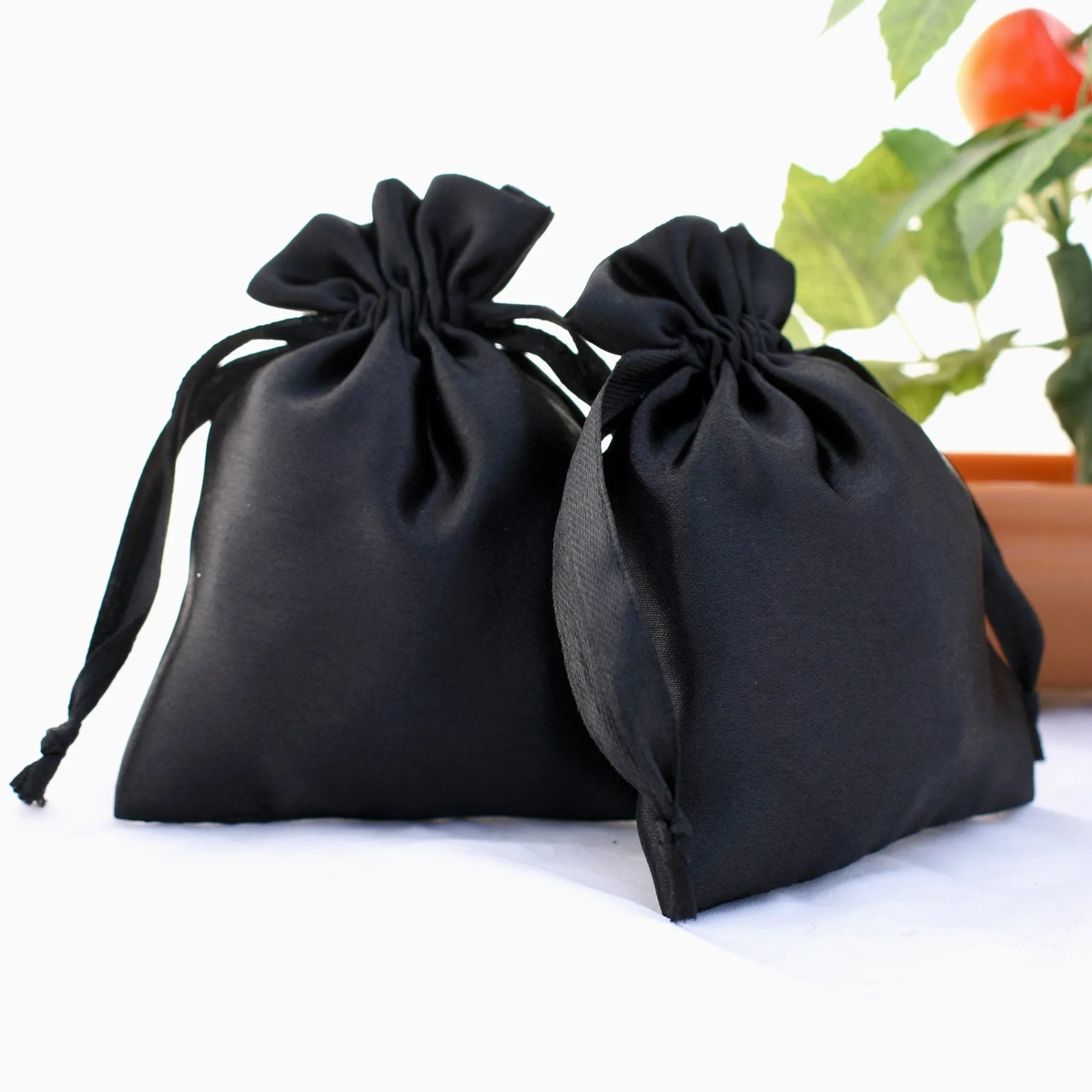 Set of 20/100White Satin Favor Bags Personalised satin favor bags,Personalised logo favor bags, For Wedding Favors, Baby Shower, Jewelry
