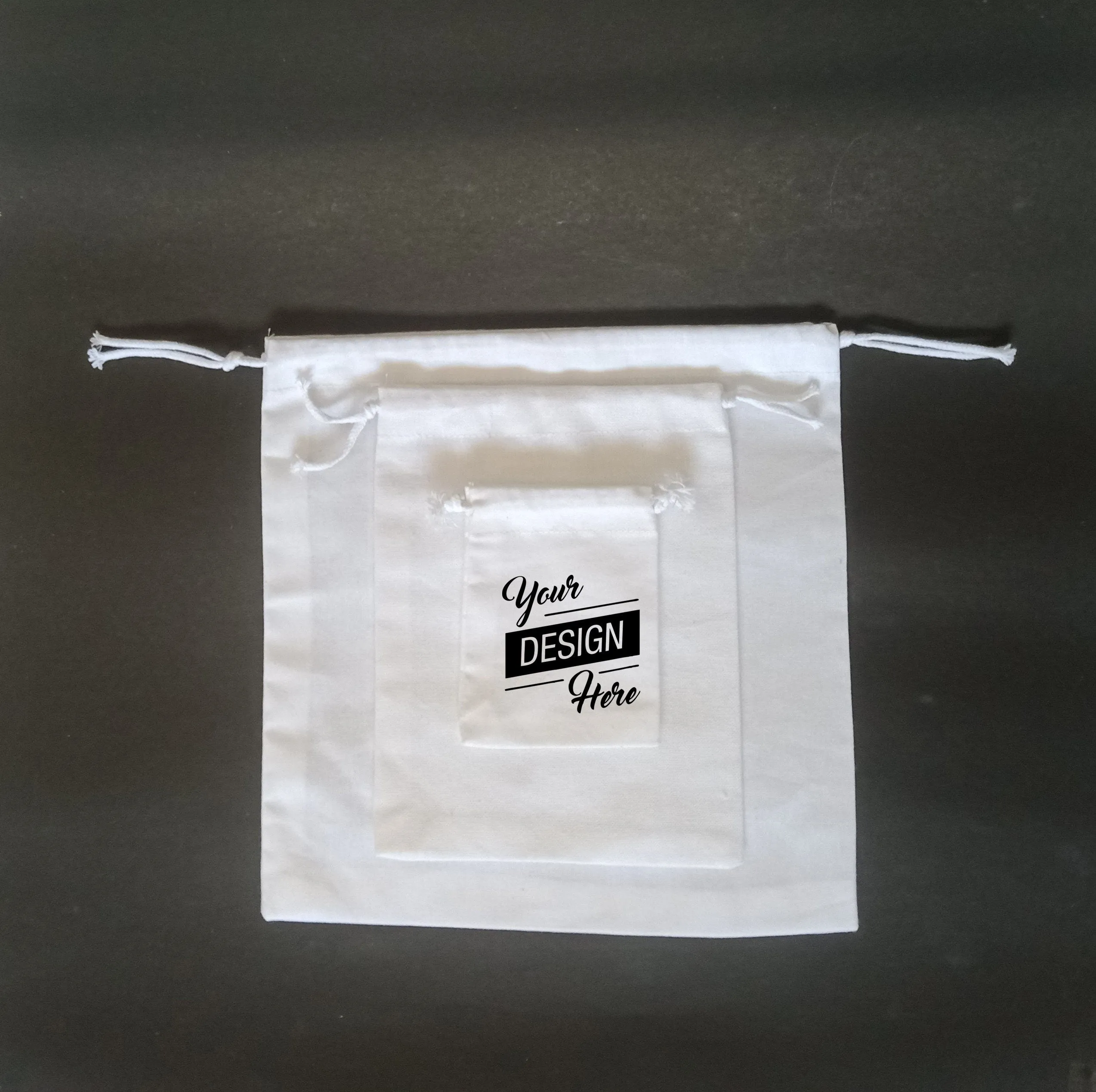 Set of 20/30/50/100 Personalized logo print,custom cotton dust bags,jewelry packaging bag,chic drawstring pouches,premium small cotton bag