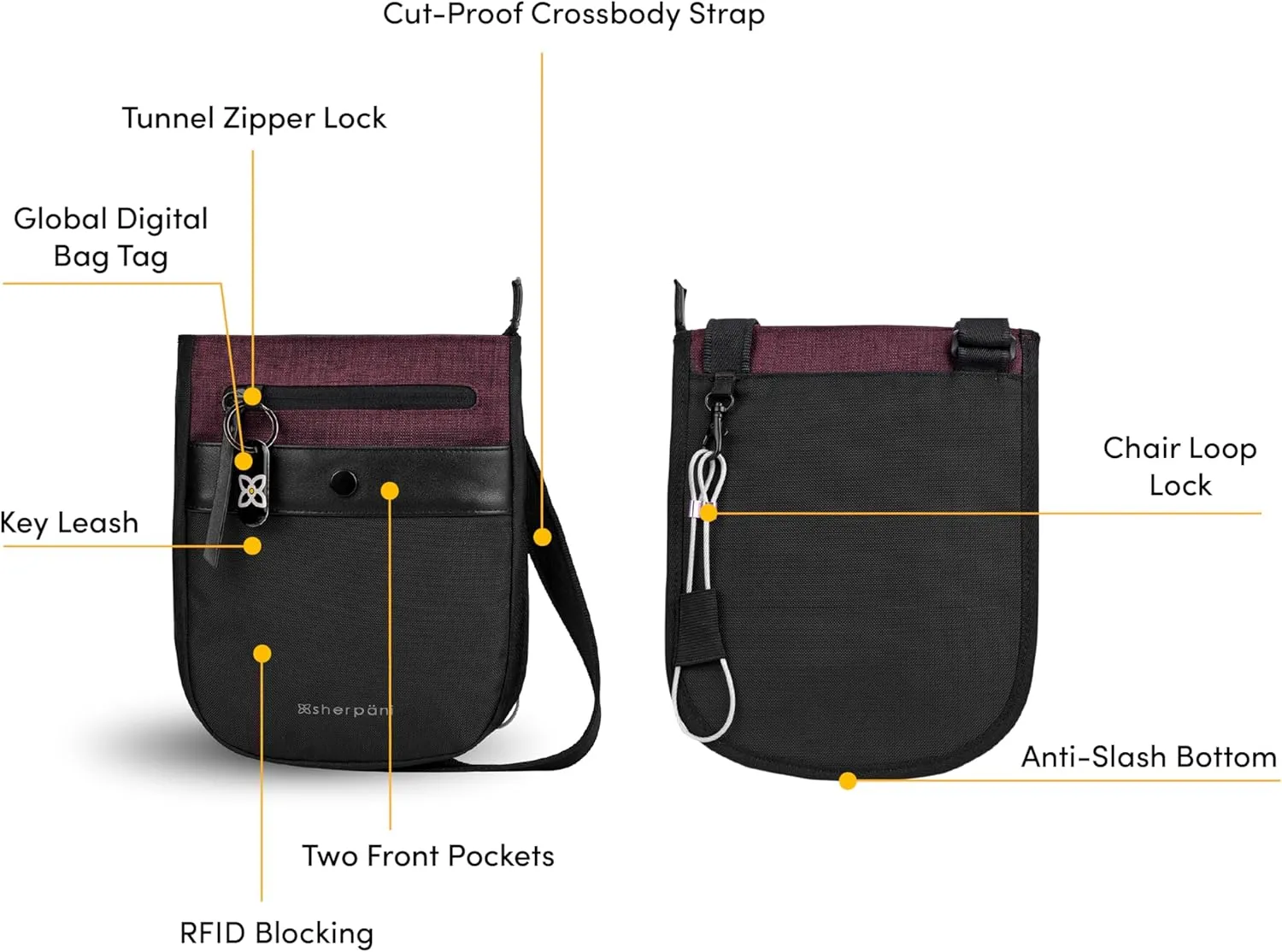 Sherpani Prima, Anti Theft Crossbody Bag, Travel Bag, Small Shoulder Bag, Cross Body Bag, Purses for Women