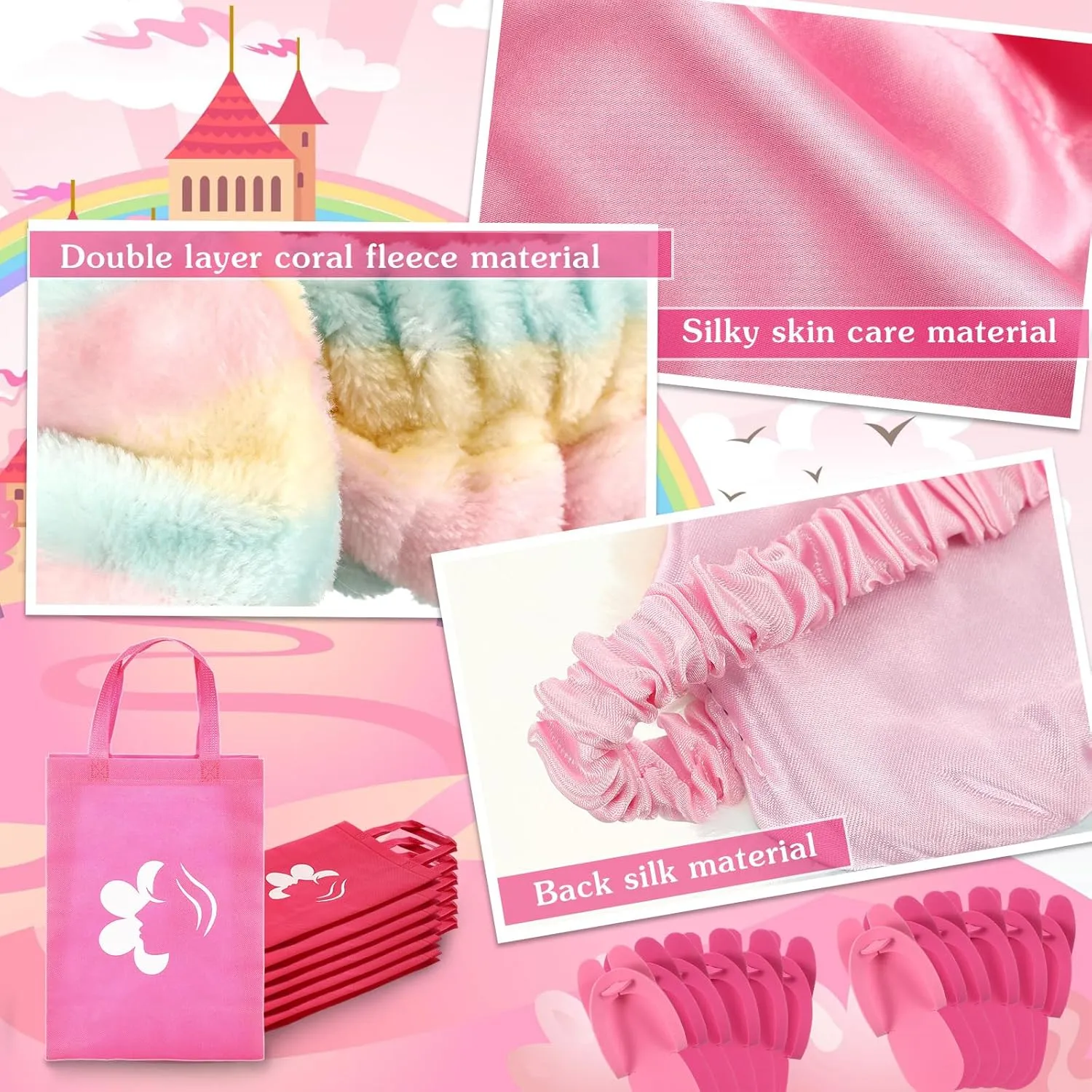 Shihanee 30 Pcs Spa Party Supplies for Girls, 6 Satin Robes Birthday Princess Squad Kids Sleepover Birthday Spa Party Set Kit