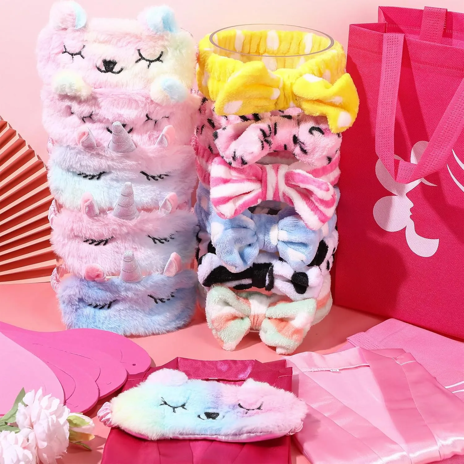 Shihanee 30 Pcs Spa Party Supplies for Girls, 6 Satin Robes Birthday Princess Squad Kids Sleepover Birthday Spa Party Set Kit