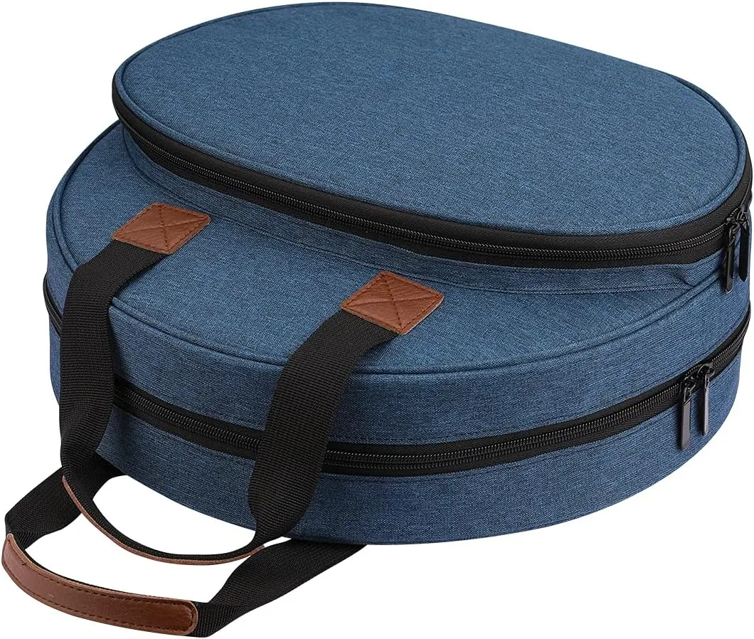 Shinyzone Cross Stitch Storage Bag Blue,Embroidery Projects Bag,Sewing Crafts Storage Tote Bag,Knitting Bags with Zipper Pockets Organiser for Embroidery Hoops,Charts and Threads