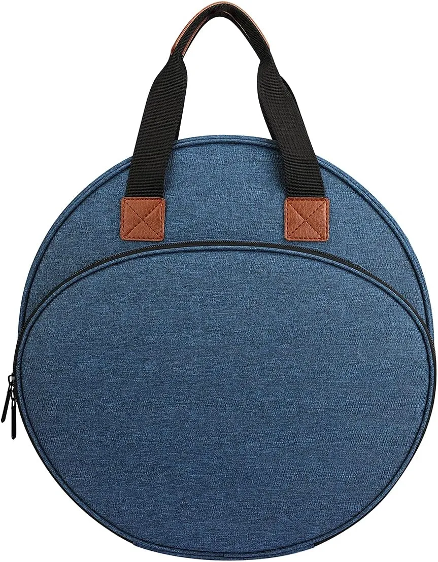 Shinyzone Cross Stitch Storage Bag Blue,Embroidery Projects Bag,Sewing Crafts Storage Tote Bag,Knitting Bags with Zipper Pockets Organiser for Embroidery Hoops,Charts and Threads