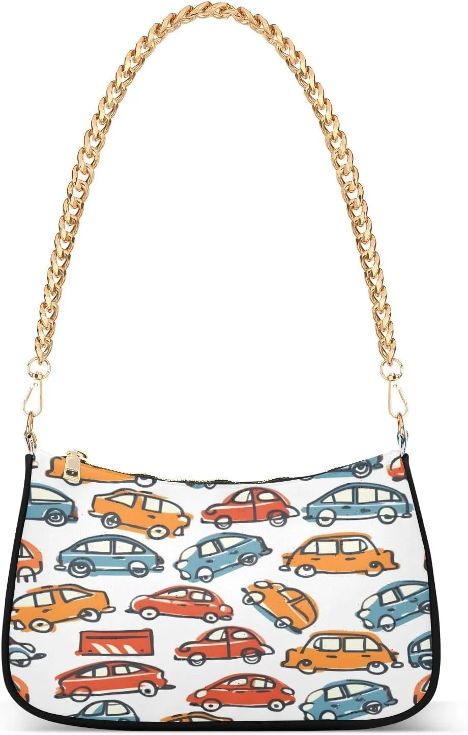 Shoulder Bags for Women Graffiti Painting Car Hobo Tote Handbag Small Clutch Purse with Zipper Closure