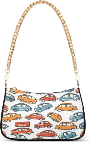 Shoulder Bags for Women Graffiti Painting Car Hobo Tote Handbag Small Clutch Purse with Zipper Closure