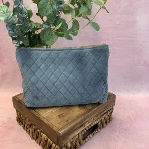 Signature Cosmetic Bag - Grey Velour (to match Dusky Pink)